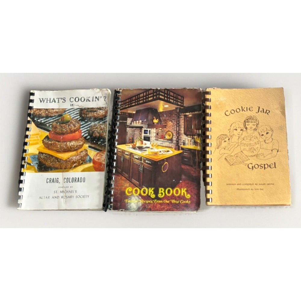 Lot of 3 Vintage Gospel Church Sweet Adelines Cookbooks Recipes Spiral Bound